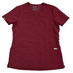 FIGS Casma Three-Pocket Scrub Top Womens Small Burgundy Utility Uniform Nursing
